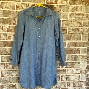 J.Jill Blue Denim Button-Up Long Sleeved Shirt Dress